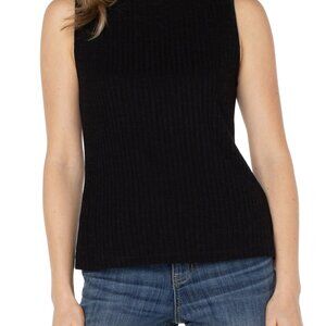 LIVER POOL LARGE Sleeveless high boatneck knit top Black